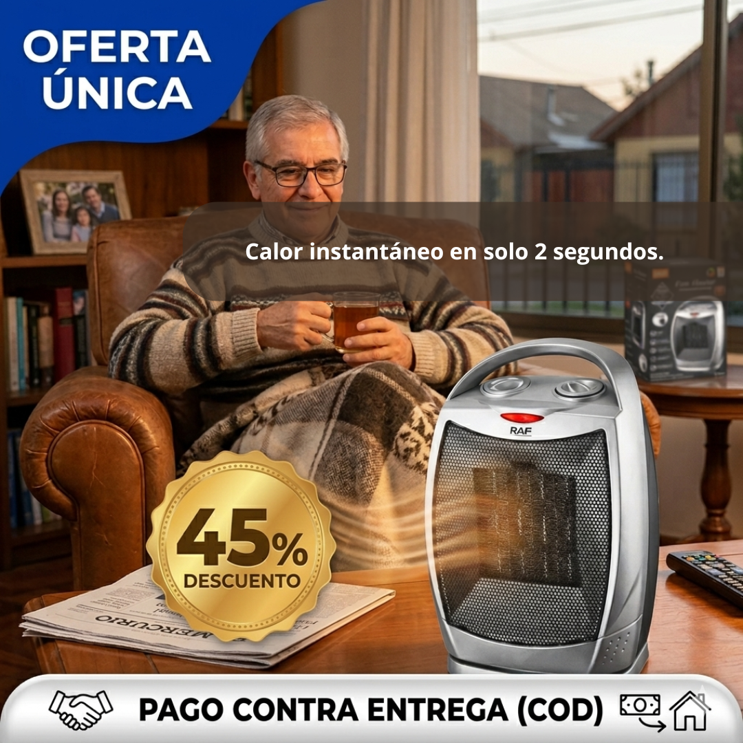 Calefactor Cerámico Portátil – Calor Instantáneo en 2 Segundos – Calienta cualquier ambiente en minutos sin instalación