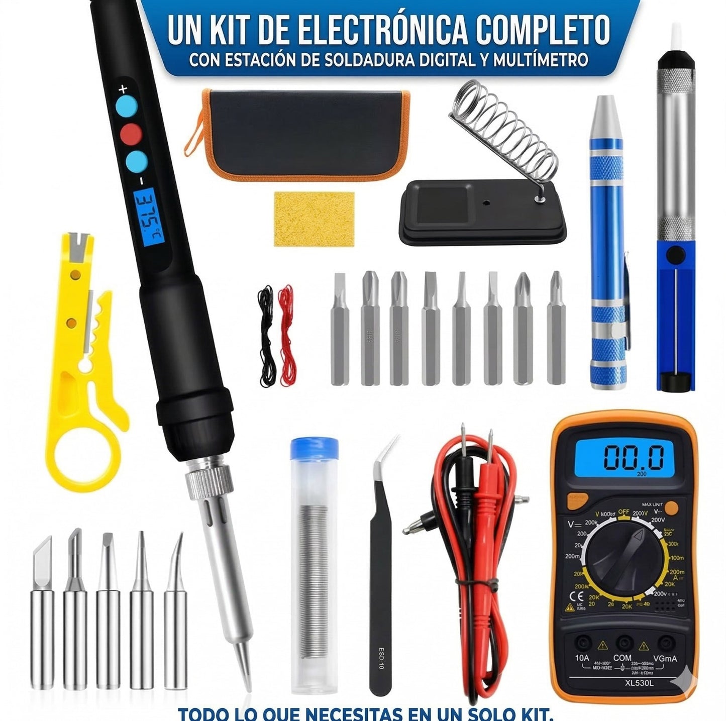 Kit Multímetro Digital + Cautín – Detecta y Repara Fallas Eléctricas en Casa Sin Llamar a un Técnico