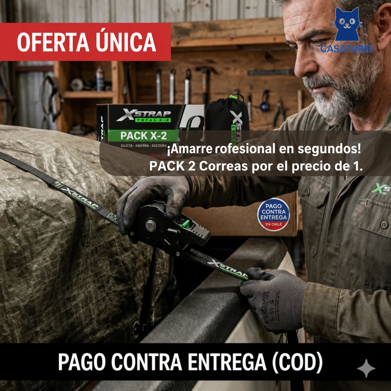 PACK 2: Correa Automática Retráctil – Ajuste Rápido – Sujeta tu carga firme y segura en segundos
