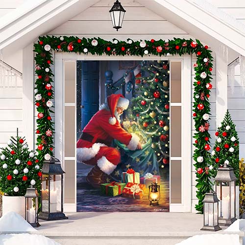 Funda de Puerta Navideña – Decoración Instantánea – Transforma tu entrada en minutos con encanto y alegría
